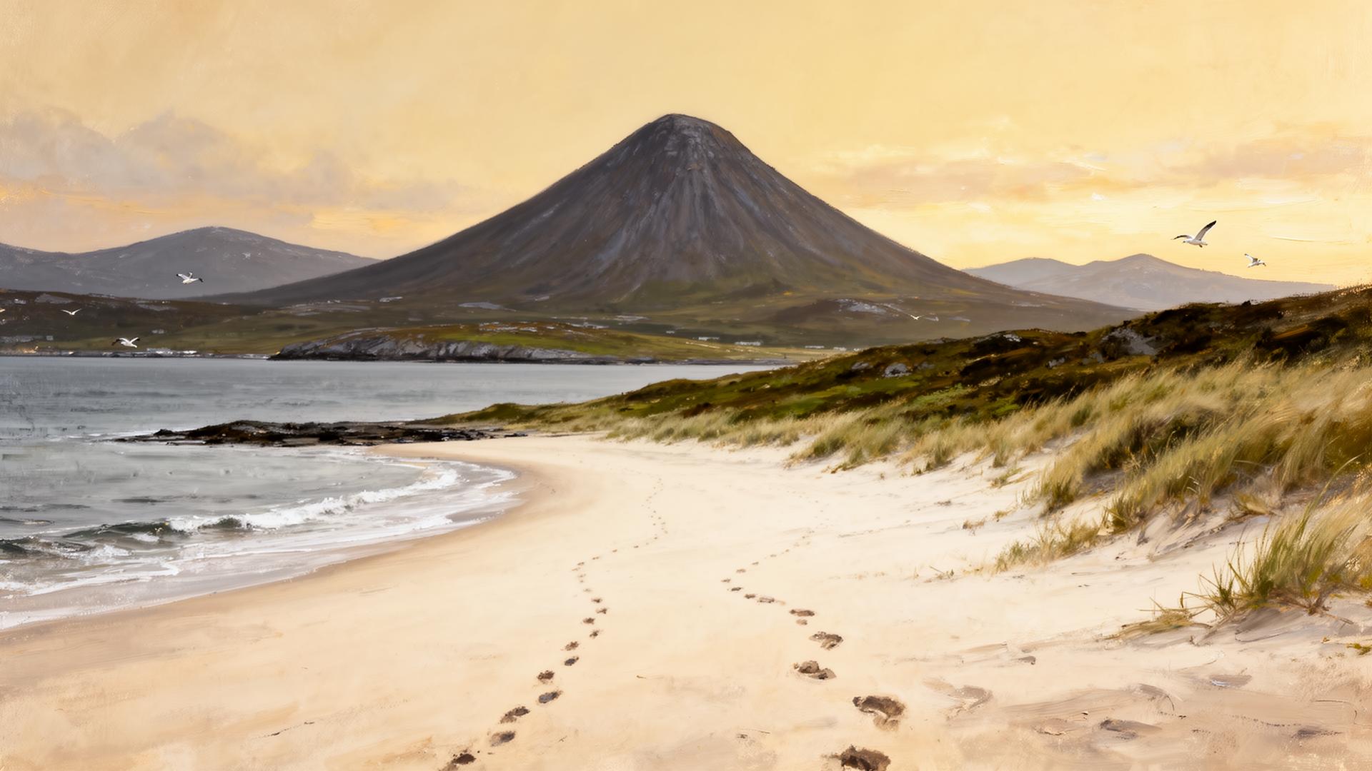 Hand-drawn illustration of the Wild Atlantic coastline
